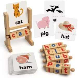 Coogam Wooden Reading Blocks, Flash Cards