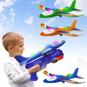 Wesfuner 3 Pack Foam Airplane Launcher Toys
